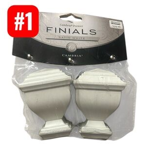 Premier Satin White Finials 2- Available